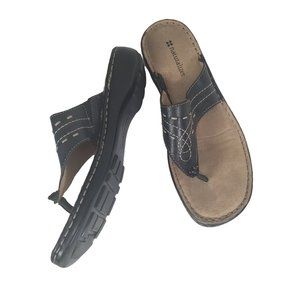 NATURALIZER Womens Sandals Flip Flops Leather Black Brown Size 7